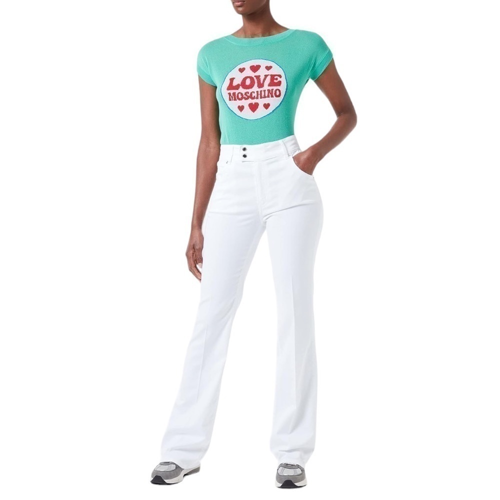 Love Moschino Gabardine‎ Stretch 30 Flare Trousers White Pants